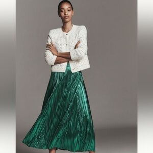 NWT Anthropologie metallic pleated midi skirt